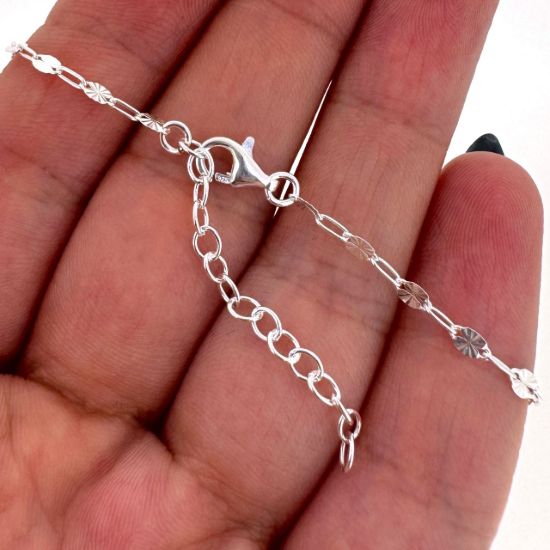 Wholesale 925 Sterling Silver Finished Adjustable Paperclip Chain Jewelry - Sunburst Paperclip Chain