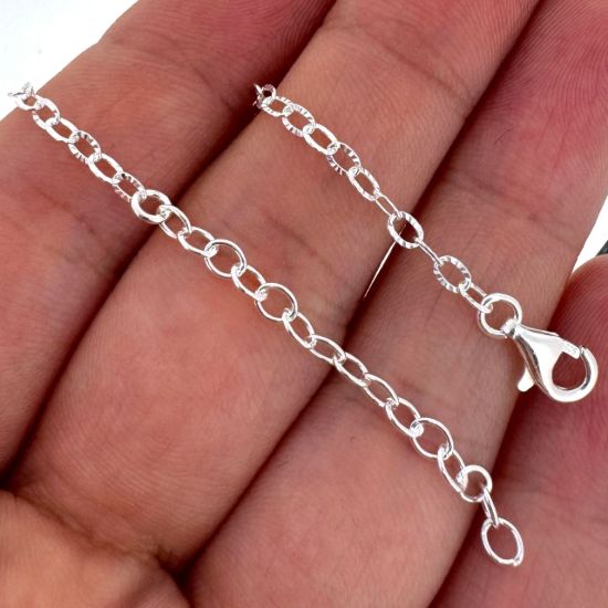 Wholesale 925 Sterling Silver Finished Adjustable Cable Chain Jewelry- Textured Cable Chain