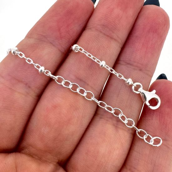 Wholesale 925 Sterling Silver Finished Adjustable Satellite Chain Jewelry - 2.5mm Ball Satellite Chain