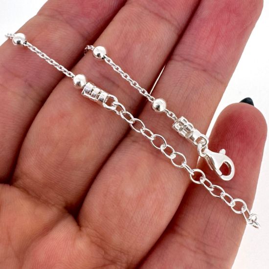 Wholesale 925 Sterling Silver Finished  Adjustable Satellite Chain Jewelry - 3mm Ball Satellite Chain