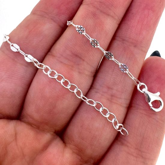 Wholesale 925 Sterling Silver Finished Adjustable Paperclip Chain Jewelry - Textured Paperclip Chain