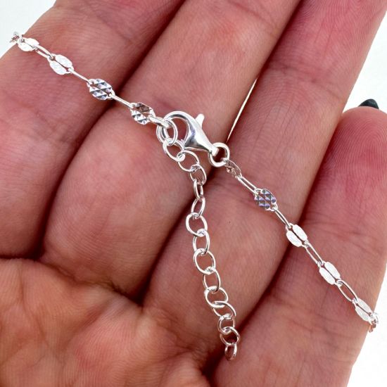 Wholesale 925 Sterling Silver Finished Adjustable Paperclip Chain Jewelry - Textured Paperclip Chain