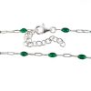 Wholesale 925 Sterling Silver Finished Adjustable Enamel Chain Necklace, Bracelet or Anklet- Paperclip Chain with Green Enamel