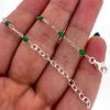 Wholesale 925 Sterling Silver Finished Adjustable Enamel Chain Necklace, Bracelet or Anklet- Paperclip Chain with Green Enamel