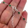 Wholesale 925 Sterling Silver Finished Adjustable Enamel Chain Necklace, Bracelet or Anklet- Paperclip Chain with Green Enamel