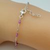 Wholesale 925 Sterling Silver Finished Adjustable Enamel Chain Jewelry - Paperclip Chain with Pink Enamel