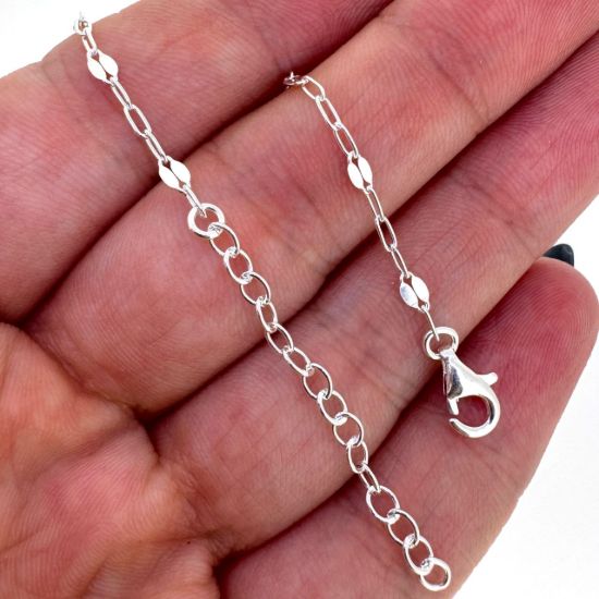 Wholesale 925 Sterling Silver Finished Adjustable Paperclip Chain Jewelry- 1+3 Flatened Paperclip Chain