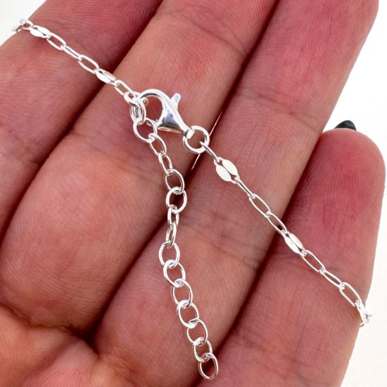 Wholesale 925 Sterling Silver Finished Adjustable Paperclip Chain Jewelry- 1+3 Flatened Paperclip Chain