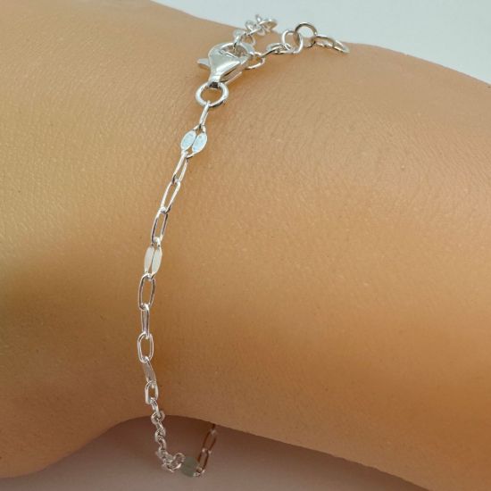 Wholesale 925 Sterling Silver Finished Adjustable Paperclip Chain Jewelry- 1+3 Flatened Paperclip Chain