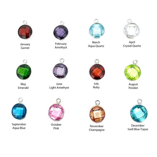 Wholesale 925 Sterling Silver Fancy Bezel Birthstone Add On Charm with Lobster Clasp - 4mm Tiny Round Charms with Double Sided CZ Stone Grade AAA