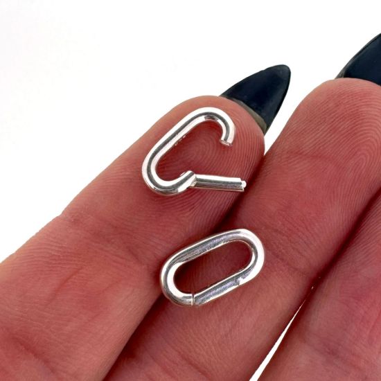 Wholesale 925 Sterling Silver No Trigger Clasp - 12.8mm Oval Clicker Clasp