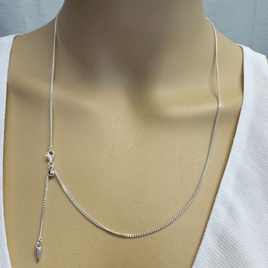 Wholesale 925 Sterling Silver Adjustable Chain Necklace - 1.5mm Curb Chain - Adjustable up to 22"