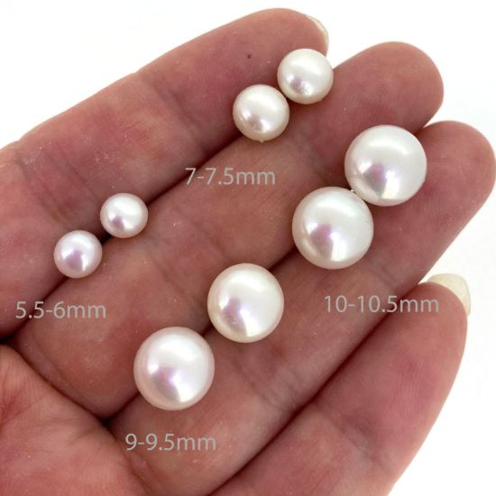 Wholesale 14K Yellow Gold White Button Freshwater Pearl Earring Studs (1 pair)