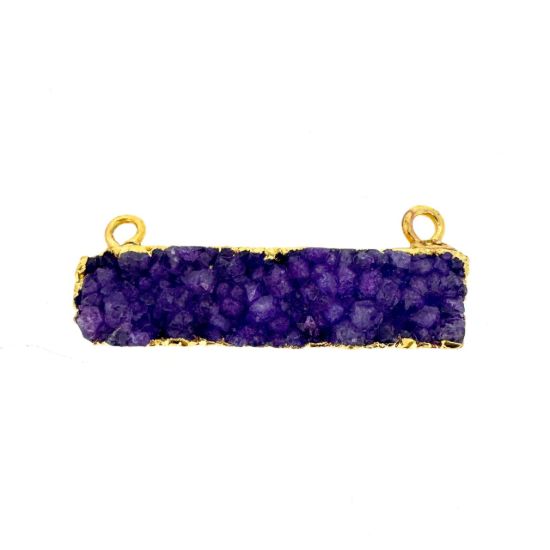 Wholesale Druzy Pendant, Rainbow Druzy Gold plated Bar,Geode Bar Pendant,Long Druzy Gemstone Bar with Gold Bail - 49mm