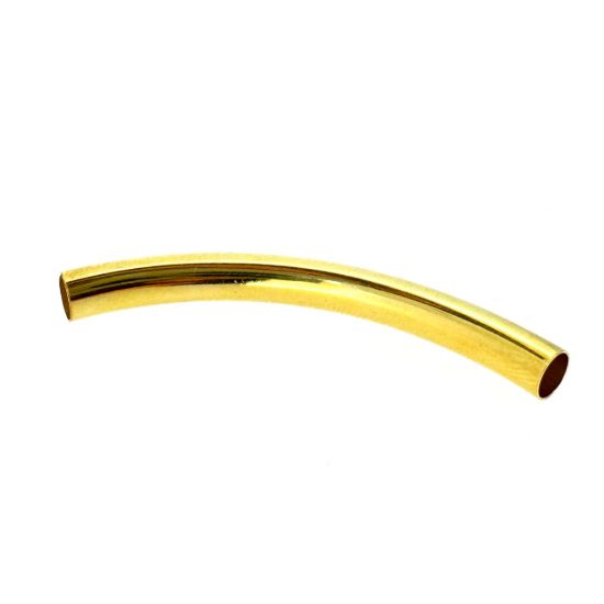 Wholesale Gold Over Sterling Silver Smooth Curve Tube Spacer - 50mm (1 piece)