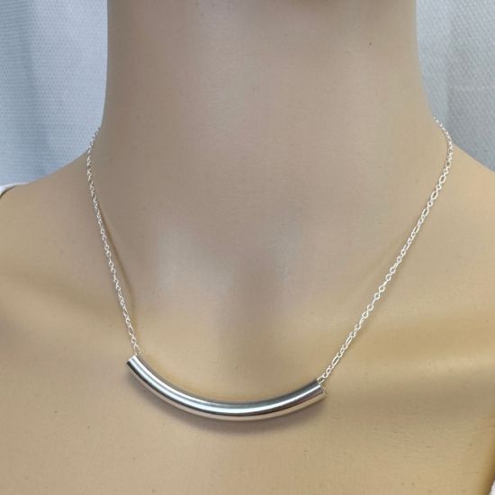 Wholesale Sterling Silver Smooth Curve Tube Spacer - 50mm (1 piece)