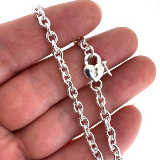Wholesale Sterling Silver Chain Necklace - Silver Bracelet, Anklet - Heavy Chain Necklace - 5x4mm Cable Oval Strong Cable Chain- All Sizes
