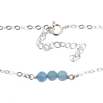 Wholesale 925 Sterling Silver Natural Gemstone Triple Bead Adjustable Bracelet, Anklet, or Necklace