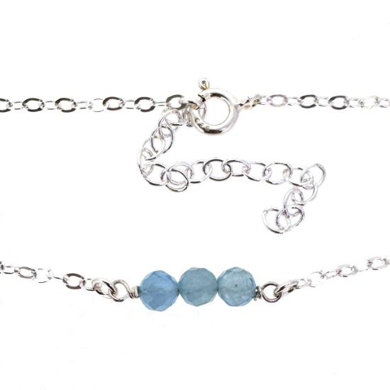 Wholesale 925 Sterling Silver Natural Gemstone Triple Bead Adjustable Bracelet, Anklet, or Necklace