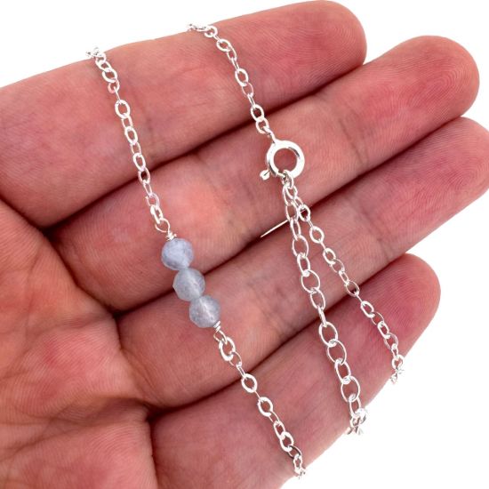 Wholesale 925 Sterling Silver Natural Gemstone Triple Bead Adjustable Bracelet, Anklet, or Necklace