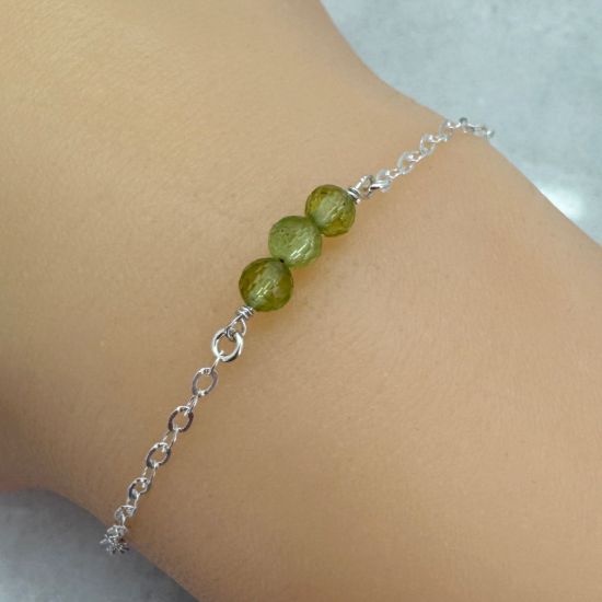 Wholesale 925 Sterling Silver Natural Gemstone Triple Bead Adjustable Bracelet, Anklet, or Necklace