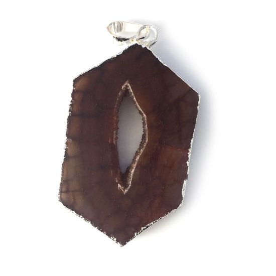 Wholesale Druzy Geode Hexagon Pendant, Geode Window Agate- Natural Agate 43mm