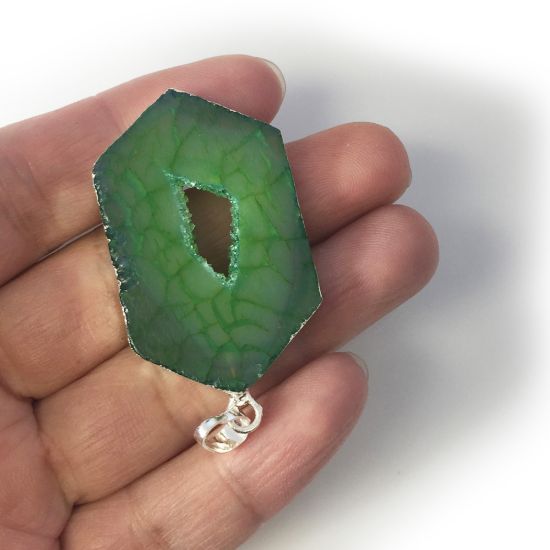 Wholesale Druzy Geode Hexagon Pendant, Geode Window Agate- Natural Agate 43mm
