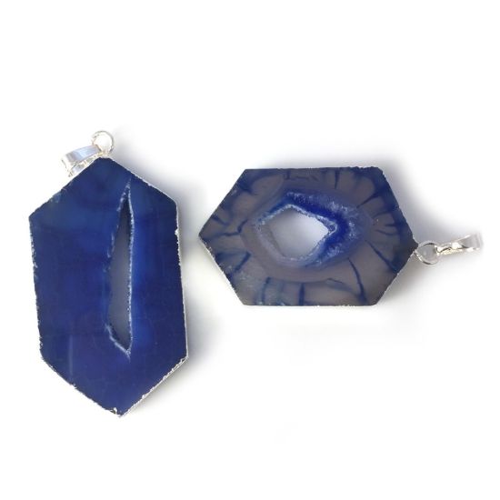 Wholesale Druzy Geode Hexagon Pendant, Geode Window Agate- Natural Agate 43mm