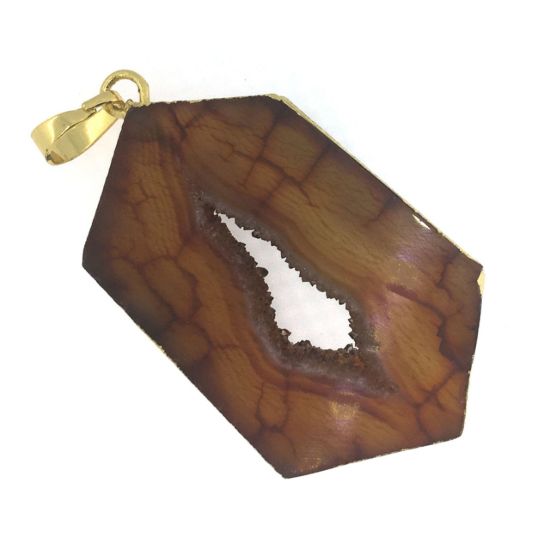 Wholesale Druzy Geode Hexagon Pendant, Geode Window Agate- Natural Agate 43mm