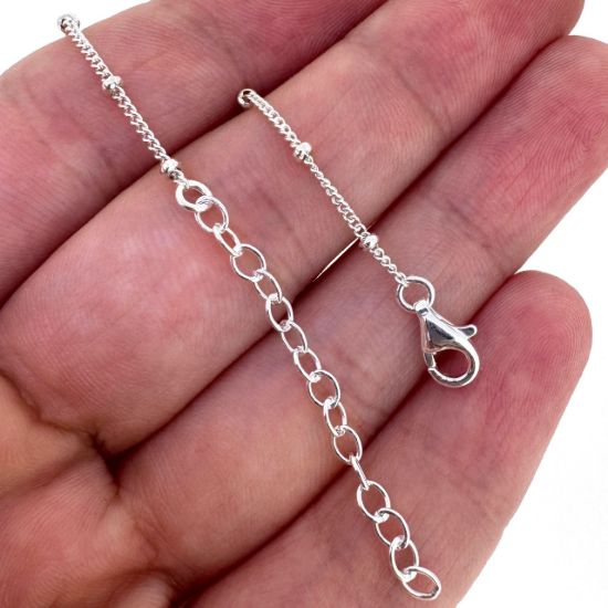 Wholesale 925 Sterling Silver Finished Adjustable Satellite Curb Chain Jewelry- Ball Satellite Curb Chain