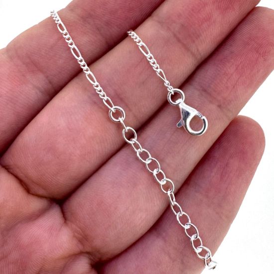 Wholesale 925 Sterling Silver Finished Adjustable Figaro Chain Jewelry- 1.4mm Figaro Chain