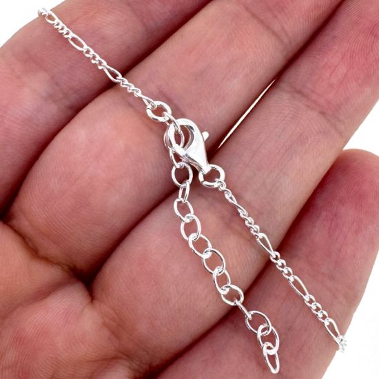 Wholesale 925 Sterling Silver Finished Adjustable Figaro Chain Jewelry- 1.4mm Figaro Chain