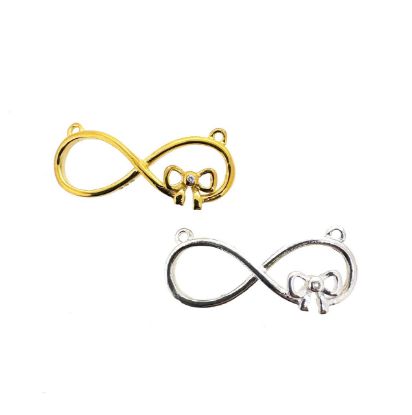 Wholesale Sterling Silver Large Infinity Connector Charm with CZ Cubic Zirconia stone, Charms and Pendants for Jewelry Making, Wholesale Findings