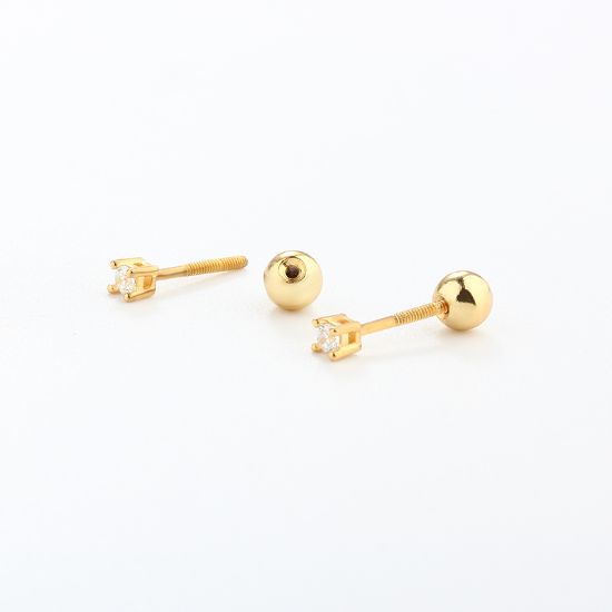 Wholesale Sample-order item-Sterling Silver or Gold Over Silver Fancy Screwback Studs With 2mm CZ Stone