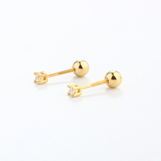Wholesale Sample-order item-Sterling Silver or Gold Over Silver Fancy Screwback Studs With 2mm CZ Stone