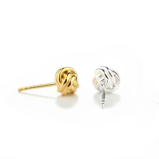 Wholesale Sample-order item-Sterling Silver or Gold Over Silver Fancy Big Love Knot Studs-9mm