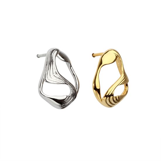 Wholesale Sample-order item - Sterling Silver or Gold Over Silver Fancy Abstract Carved Design Studs-17mm