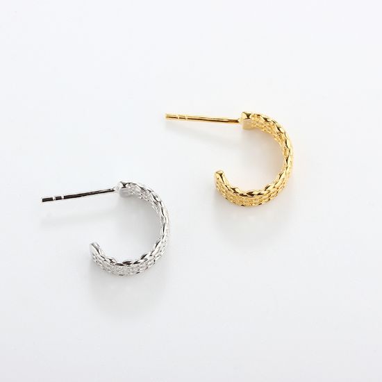 Wholesale Sample-order item-Sterling Silver or Gold Over Silver Half Hoops With Netting Design-13mm