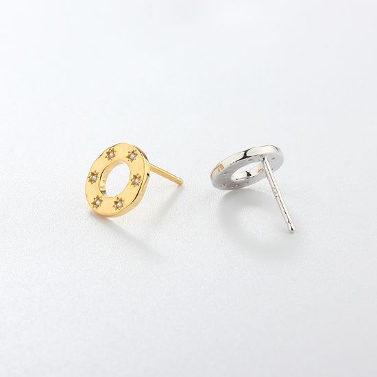 Wholesale Sample-order item - Sterling Silver or Gold Over Silver CZ Stone Button Studs-10mm