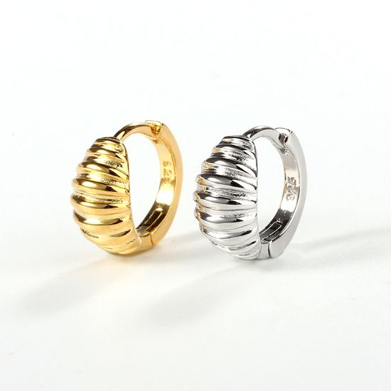 Wholesale Sample-order item-Sterling Silver or Gold Over Silver Striped Hoops-13mm