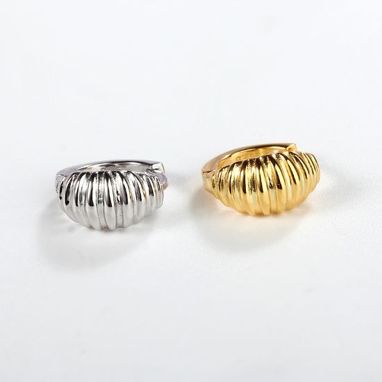 Wholesale Sample-order item-Sterling Silver or Gold Over Silver Striped Hoops-13mm