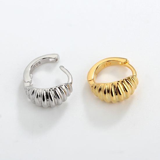 Wholesale Sample-order item-Sterling Silver or Gold Over Silver Striped Hoops-13mm