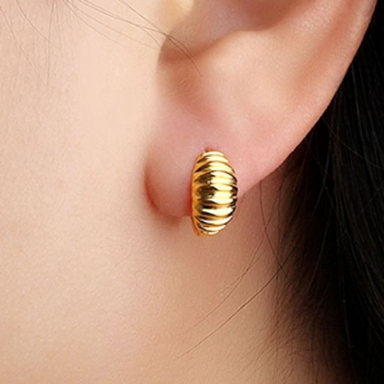 Wholesale Sample-order item-Sterling Silver or Gold Over Silver Striped Hoops-13mm