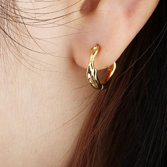 Wholesale Sample-order item - Sterling Silver or Gold Over Silver Abstract Textured Hoops-13mm
