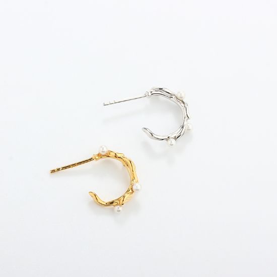 Wholesale Sample-order item-Sterling Silver or Gold Over Silver Half Hoops With Pearls-15mm