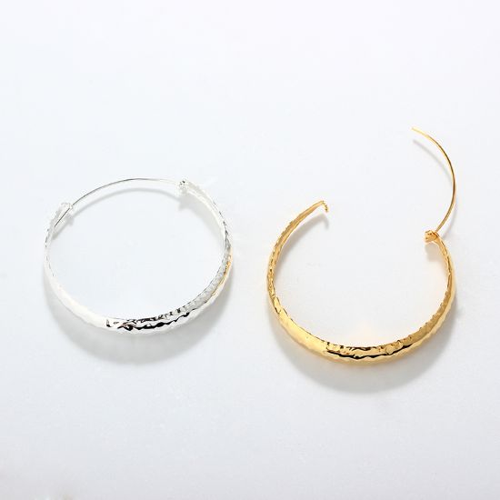 Wholesale Sample-order item-925 Sterling Silver or Gold Over Silver Large Hammered Hoops-45mm