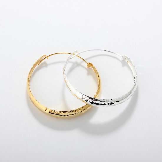 Wholesale Sample-order item-925 Sterling Silver or Gold Over Silver Large Hammered Hoops-45mm