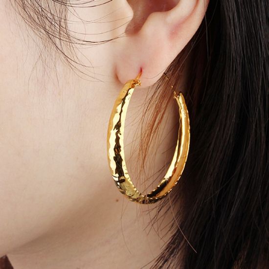 Wholesale Sample-order item-925 Sterling Silver or Gold Over Silver Large Hammered Hoops-45mm
