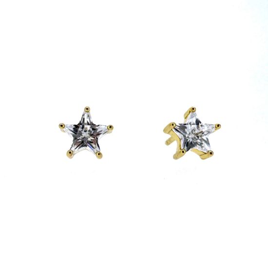 Wholesale Gold Over Sterling Silver CZ Stone Single Star Studs-7mm
