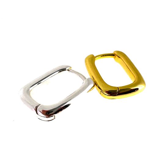 Wholesale Sample-order item-Sterling Silver or Gold Over Silver Smooth Rectangle Hoops-15*11mm